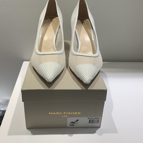 NIB Marc Fisher LTD Zesty White Fabric Heels size 10M - Picture 11 of 13